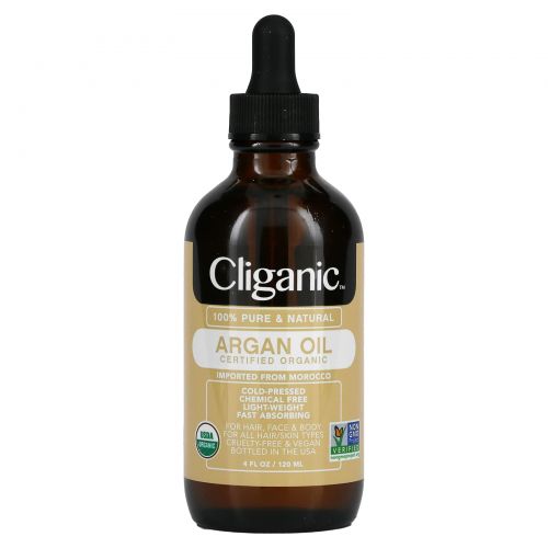 Cliganic, 100% чистое и натуральное аргановое масло, 120 мл (4 жидк. унции)