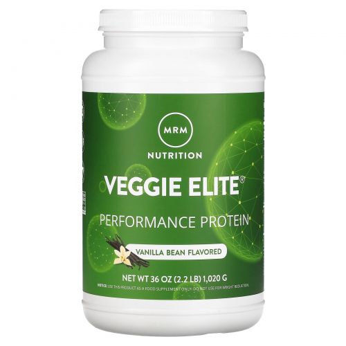 MRM, Veggie Elite, белок для высокой производительности, ванильные бобы, 2,2 фунта (1020 г)