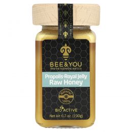 Bee & You, Raw Honey, прополисное маточное молочко, 190 г (6,7 унции)