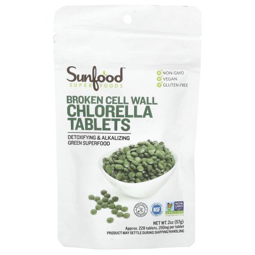 Sunfood, Broken Cell Wall Chlorella Tablets, 228 Tablets