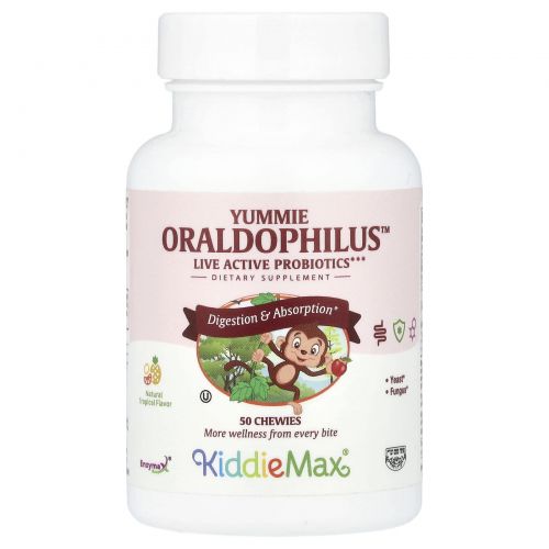 Maxi Health, KiddieMax® Yummie Oraldophilus ™, натуральные тропические фрукты, 50 жевательных таблеток