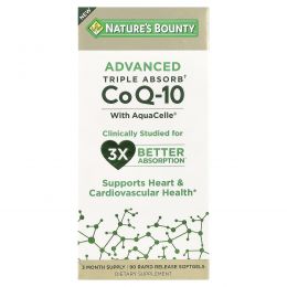 Nature's Bounty, Advanced Triple Absorb CoQ-10, 100 мг, 90 мягких таблеток с быстрым высвобождением