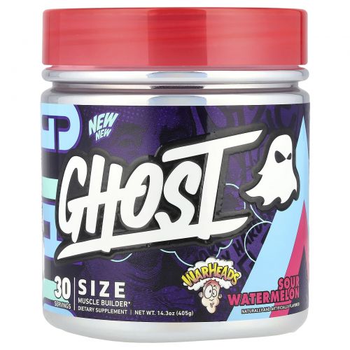 Ghost, Size, Muscle Builder, кислый арбуз WarHeads, 405 г (14,3 унции)