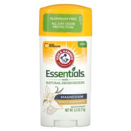 Arm & Hammer, Essentials с натуральными дезодорантами, дезодорант, магний, ваниль и сандал, 71 г (2,5 унции)