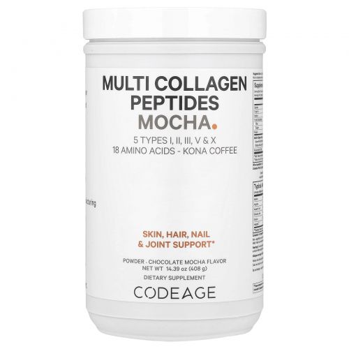 CodeAge, Kona Coffee, Multi Collagen Peptides, Chocolate Mocha Flavor, 14.39 oz (408 g)